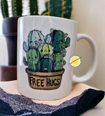 Custom Mug Free Hugs Cactus Lover Succulent Lover Plant Lover Gift Ideas  • £9.99