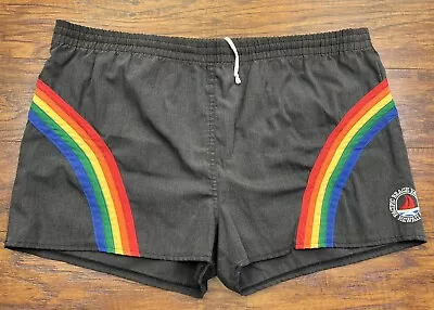 Vintage Rainbow Hawaii Shorts Pacific Beach Large Black Q3 • $34.95