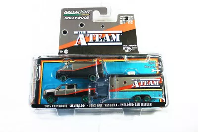 GreenLight GREEN MACHINE Chevy Silverado+1983 GMC Vandura+Trailer A-Team CHASE • $49.99