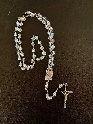 Vintage Rosary Our Lady Of Lourdes Water Crystal Glass Beads Catholic • $14.99