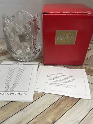 Mikasa Crystal Candle Votive Holder Engraved Christmas Tree SN106/610 Germany • $7.99