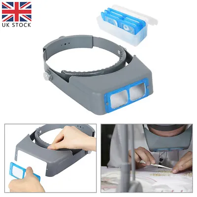 Head Magnifier Glasses Magnifying Visor Glass Headband With Lens Replacements • £17.99