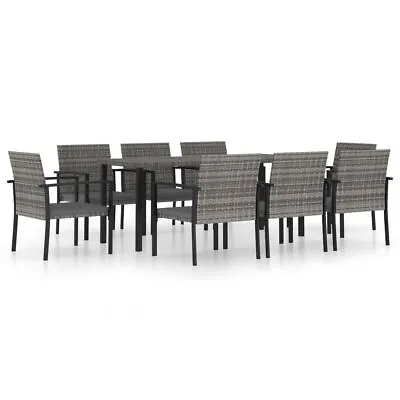 $698.95 • Buy 9 Piece Outdoor Dinner Set Poly Rattan Table And Chairs Garden Dining Furniture