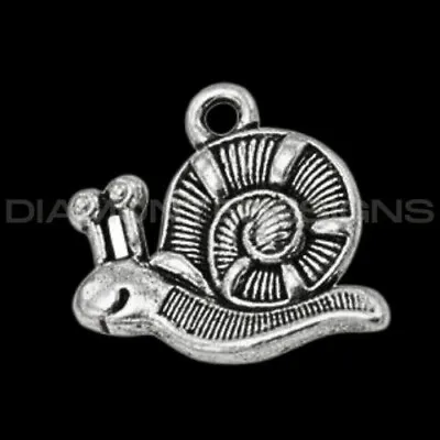 10 Pcs - 16mm Tibetan Silver Snail Charms Garden Animal Craft Kids Gardening B74 • £2.19