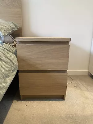 IKEA MALM Bedside Table With 2 Drawers / SET OF TWO BEDSIDE TABLES • £55