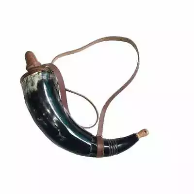 Muzzle-Loaders Authentic Black Powder Horn W/ Leather Strap - MZ1451 • $14.65