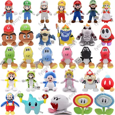 Super Mario Bros Plush Toys Luigi Mario Bowser Yoshi  Toad Goomba Stuffed Dolls • $21.68