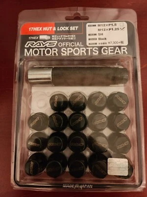 $70 • Buy Rays Volk Racing 17Hex 12X1.25 Lock Lug Nuts Black - New