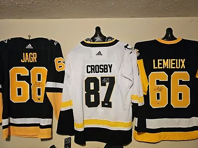 Lemieux  Crosby And Jagr Penguins Autographed Jersey Set PSA COA • $1999.99