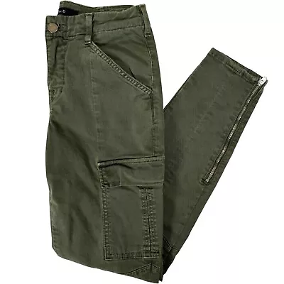 J BRAND Houlihan Mid Rise Cargo Jeans Size 25 Crop Distressed Caledon Army Green • $34.95