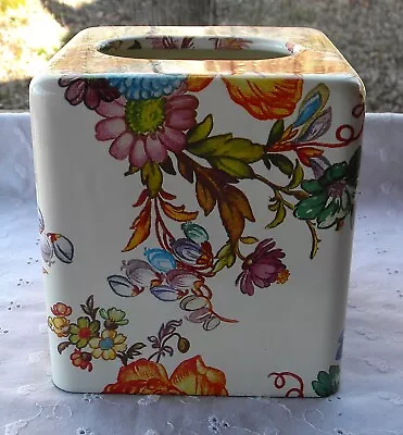 Mackenzie Childs White Flower Market Square Tissue Box Metal Enamel • $54.95
