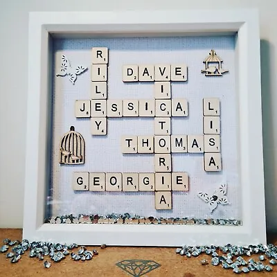 £15 • Buy Personalised Scrabble Letter Deep Box Frame For Family, Friends, Weddings, Gifts