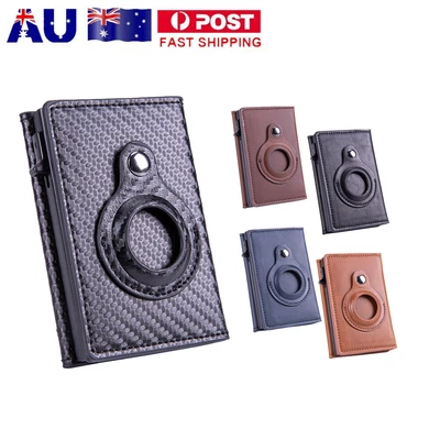$7.83 • Buy Leather Airtag Wallet Card Holder Smart Anti-lost Protective Case Cover Wallet