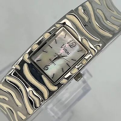 Vivani Women's Watch Cuff Style Silver & White Zebra Design MOP Dial NEW BATTERY • $19.99