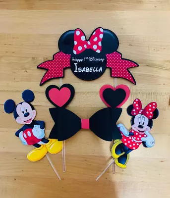 Personalized Disney Mickey Minnie Mouse Cake Topper Party Favors Birthday  • $22