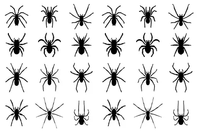 24 Edible Spiders Halloween Cupcake Toppers Wafer Paper Fairy Cake Toppers Kids • £2.50