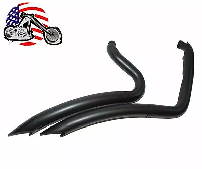 2 1/4  Black Big Radius Radius Curves Full Exhaust Drag Pipe System Harley Dyna • $229.95