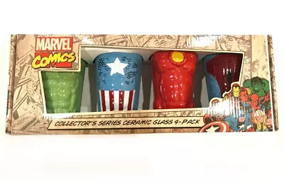 Marvel Comics Avengers Retro Suit Chest Body Torso Collector 4 Pack Pint Cup Set • $14.95