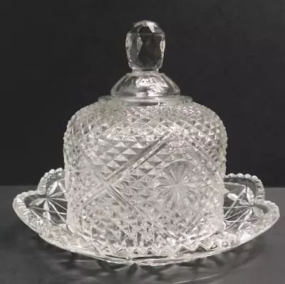 Vintage Avon Fostoria Diamond Cut Glass Dome Cover Butter Cheese Dish Circa 1970 • $11.05