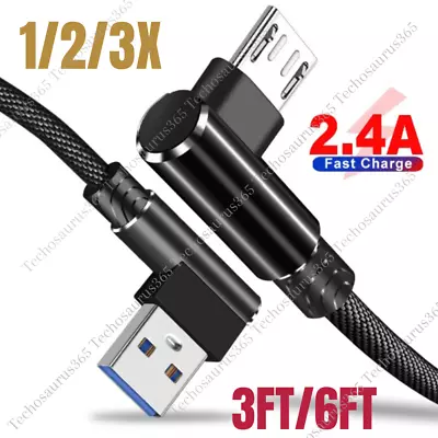 90 Degree Right Angle Micro USB Cable Fast Charging Cord 3/6/10FT For Samsung LG • $7.79