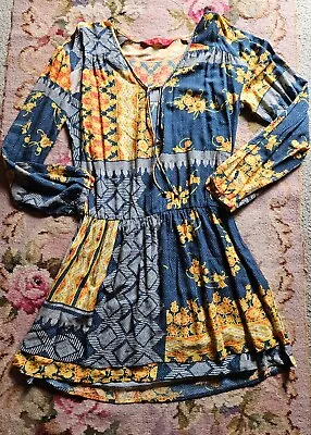 $29.99 • Buy TIGERLILY Ladies Blue & Yellow Boho Geometric Play Dress Size 8