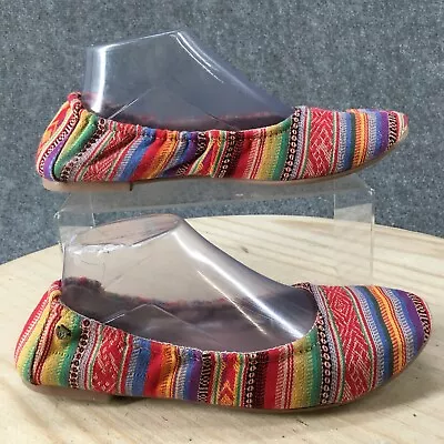 Minnetonka Shoes Womens 10 Casual Slip On Ballet Flats 255F Multicolor Fabric • $26.99