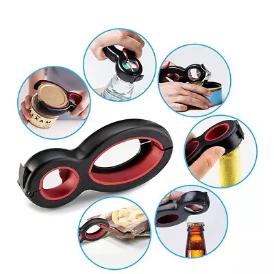 £6.99 • Buy 6 In 1 Multi Can Bottle Opener Stainless Steel Manual Jar Opener Non Slip