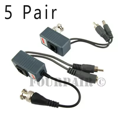 10pcs 5 Pair CCTV Coax BNC Video Audio Power Balun Transceiver To CAT6 TVI AHD • $16.47