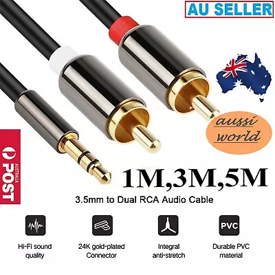 3.5mm To 2 Male RCA Adapter Cable Stereo Aux Jack Male To 2RCA Phono Cable Cord • $14.99