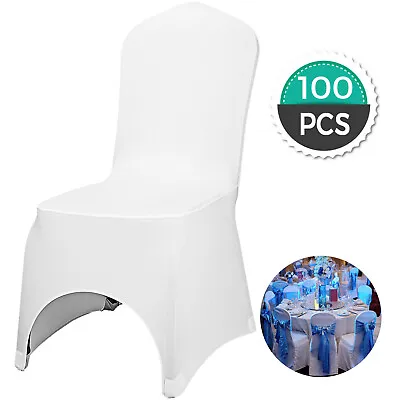 $299.99 • Buy VEVOR 50/100pcs White Chair Covers Stretch Spandex Folding Banquet Wedding Party