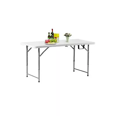 Heavy Duty Plastic 4ft Folding Table 330lb Weight Capacity Adjustable Heigh... • $86.58