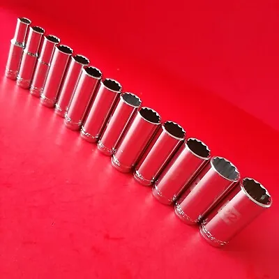 NEW CRAFTSMAN Easy Read 13 Piece 3/8 Dr 12pt DEEP METRIC Socket Set 9-1921 22mm • $39.83