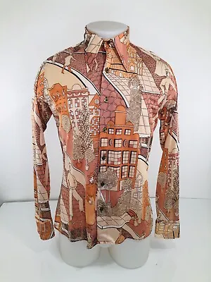 Awesome BONDS Vintage 60/70s Victorian GATSBY Disco Mens 15 / Md Shirt • $49.11