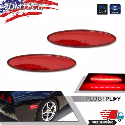 Red Lens LED Rear Fender Side Marker Lights For 1997-2004 Chevrolet Corvette C5 • $18.99