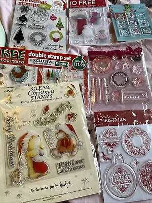 Clear Stamps Bundle X8 Me To You Bears Trees Wreaths Robins And Rudolph(~70) • £1.04