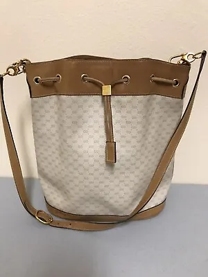 Vintage Gucci Drawstring Bucket Shoulder Bag Handbag Purse Micro Mini GG Canvas  • $349