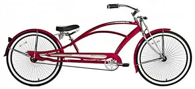 RED 26  Stretch Cruiser Chopper Bicycle Stainless Steel Spokes Coaster Brakes • $625.99