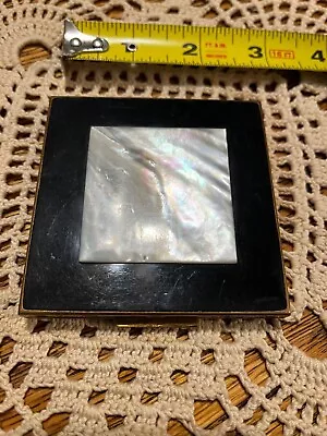 Vintage SHIELDS Mother Of Pearl On Black  Mirror Makeup Compact Case • $13.99