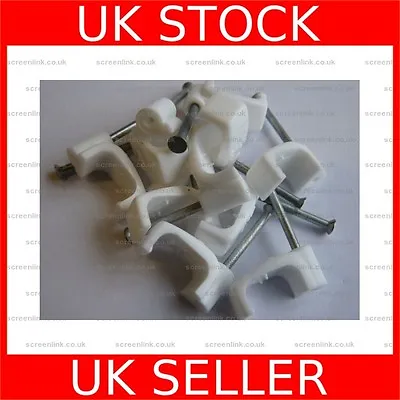 £3.33 • Buy Quality White 13x6 Mm Double 2x TV Aerial Satellite Coax Mains Cable Clip 100863