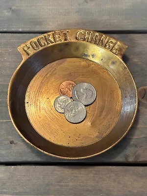 Vintage Brass Pocket Change Dish Coin Tray Holder  5   Diameter • $12