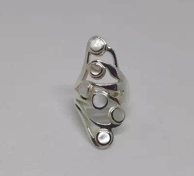 $55 • Buy Sterling Silver White Mother Of Pearl Flower Design Statement Ring