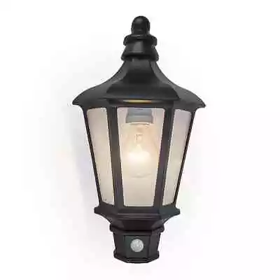 Revive Outdoor Traditional Black Half Wall Light With PIR Sensor • £105