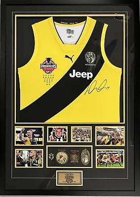 DUSTIN MARTIN Signed Jumper Richmond 2017 AFL Premiers + Medals FRAMED COA • $1295