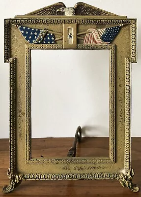 Antique Metal WWI Military Navy American Flag Table Picture Frame Easel Back • $119.99