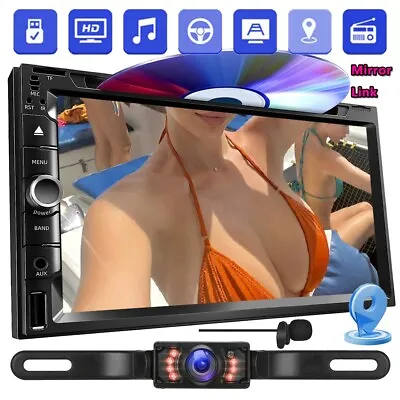 2 Din Car Stereo GPS Navigation Sat 7'' DVD Player Bluetooth Radio+Backup Camera • $139.99