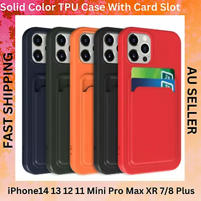 Card Holder Slot Wallet Back Case Cover For IPhone 13 12 11 Pro XS MAX X XR • $5.99