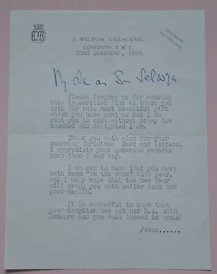 Autographed Letter Lady Edwina Mountbatten Of Burma 1958 Hand Signed • $175