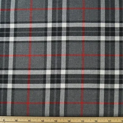 Polyviscose Tartan Fabric Fashion Black Red 54 Scottish Plaid Check Woven • £3.90