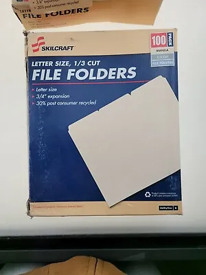 Skilcraft 1/3 Cut Letter Size Manila File Folders 3/4  Expansion 2507 100 Pack • $15.29