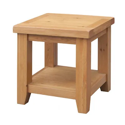 Solid Oak Lamp Table Side End Coffee Table Square Top With Shelf • £169.99